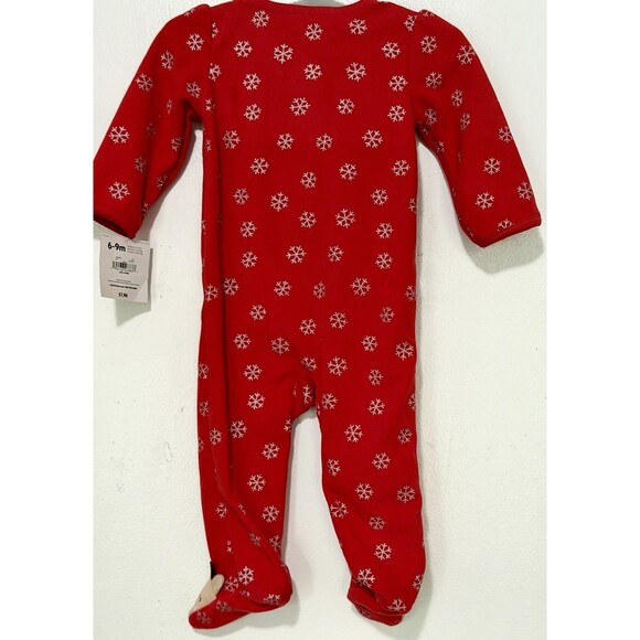 Child Of Mine By Carters NWT Red Snowflake & Reindeer Sleeper Infant 6-9 Months - Picture 2 of 4
